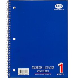 SPIRAL NOTEBOOK - WIDE RULED 1 SUBJECT 70 SHEETS