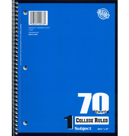 SPIRAL NOTEBOOK - COLLEGE RULED 1 SUBJECT 70 SHEETS