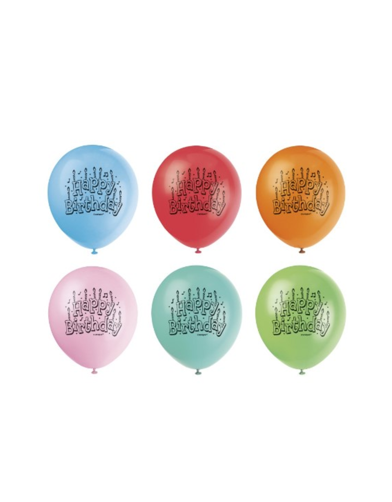 Unique BALLOONS: 9" HAPPY BIRTHDAY ASSORTED COLORS - 15 PACK