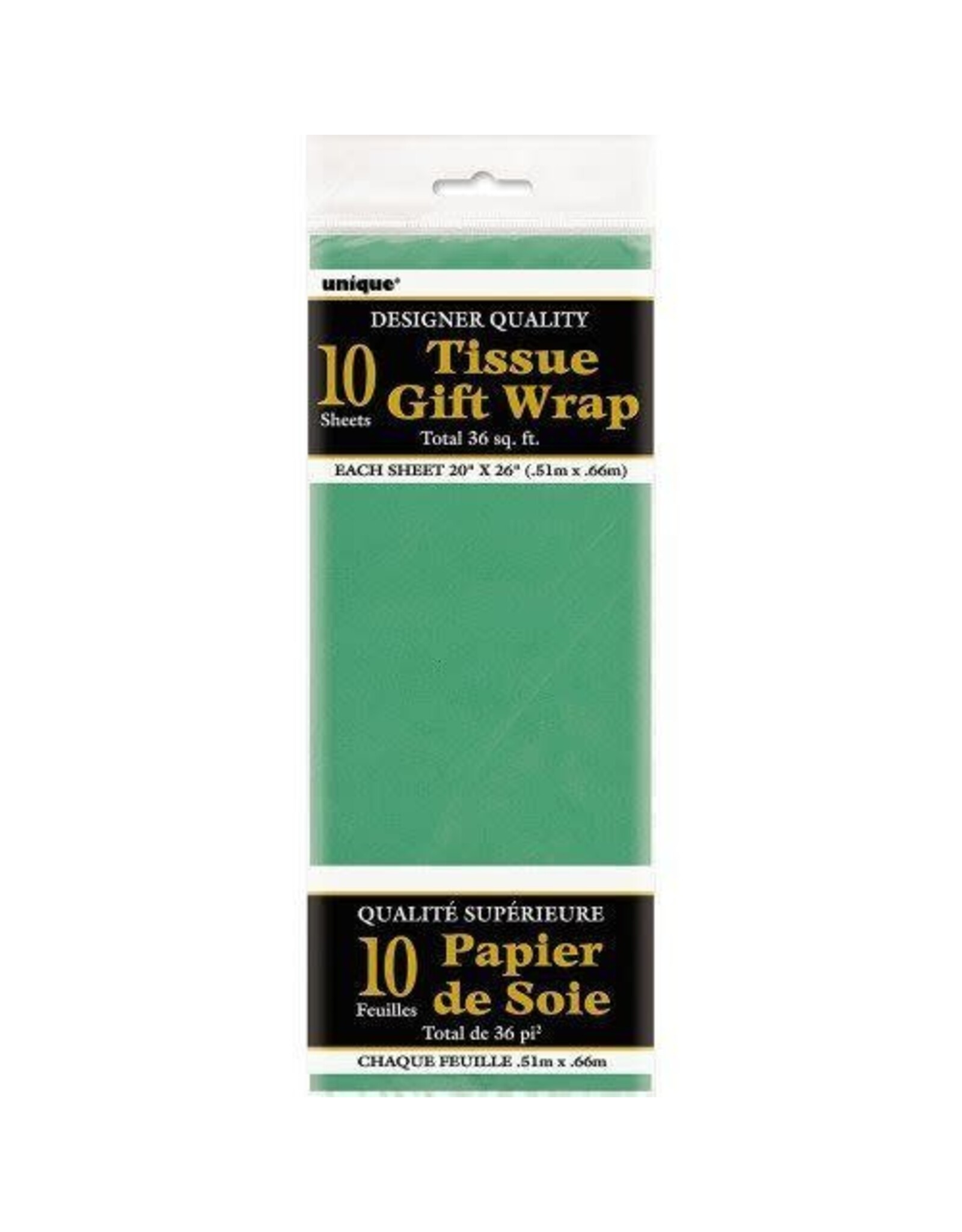 Unique TISSUE PAPER: 20'X26' EMERALD GREEN  10 SHEET