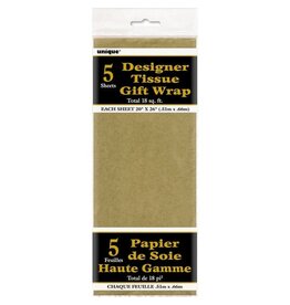 Unique TISSUE PAPER: 20"X26" METALLIC GOLD 5 SHEET