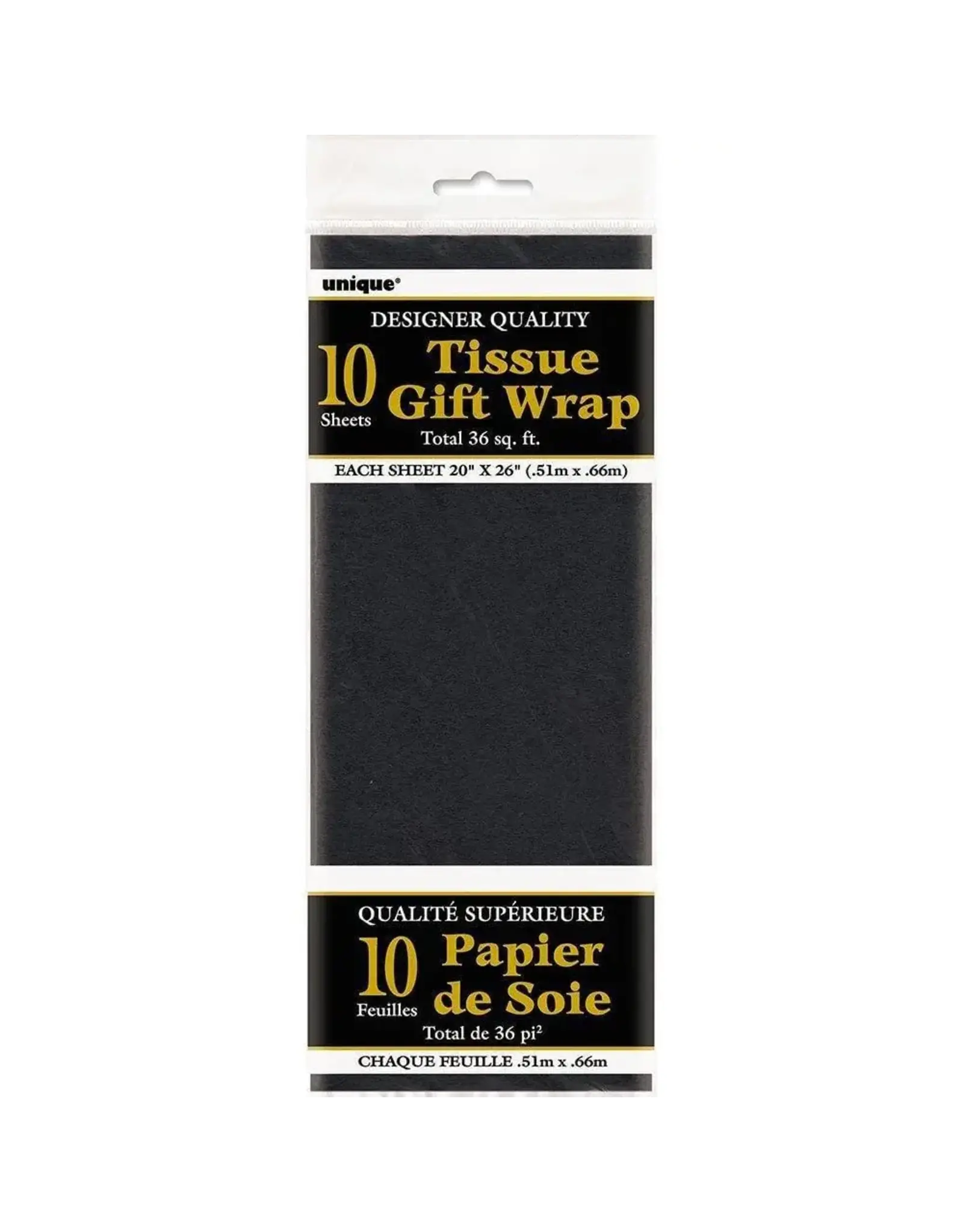 Unique TISSUE PAPER: 20"X26" BLACK 10 SHEET