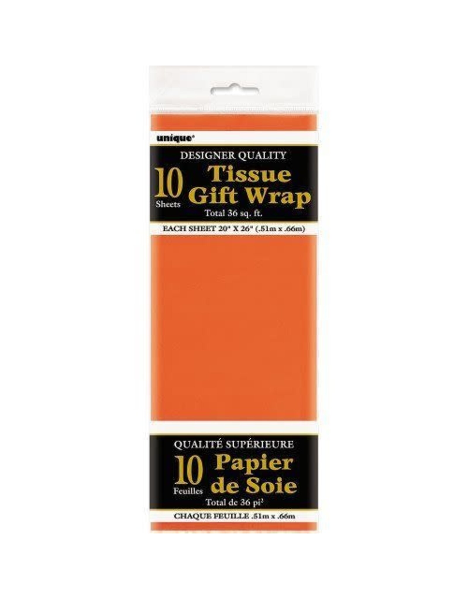 Unique TISSUE PAPER: 20'X26' ORANGE 10 SHEET