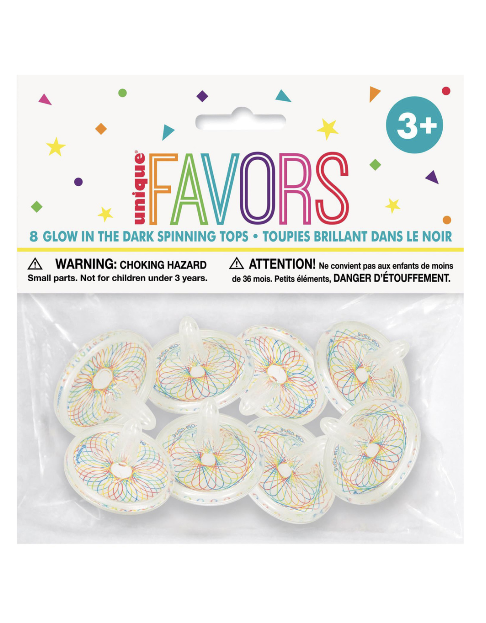 Unique GLOW IN THE DARK SPINNING TOP - 8 PACK