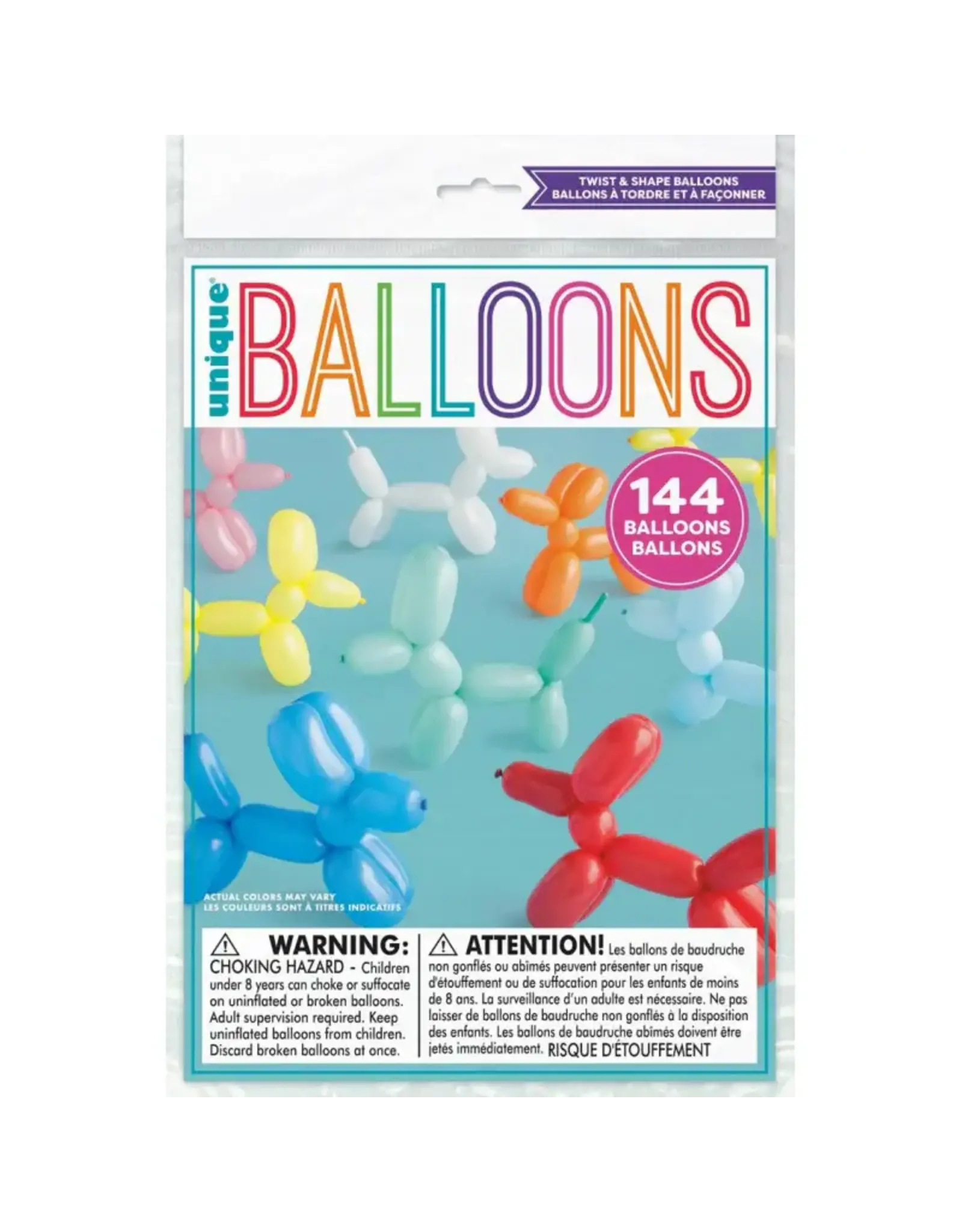 Unique TWIST AND SHAPE ANIMAL BALLOONS - 144 PACK