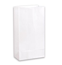 Unique PAPER BAGS -  WHITE 5"X10" - 12 PACK