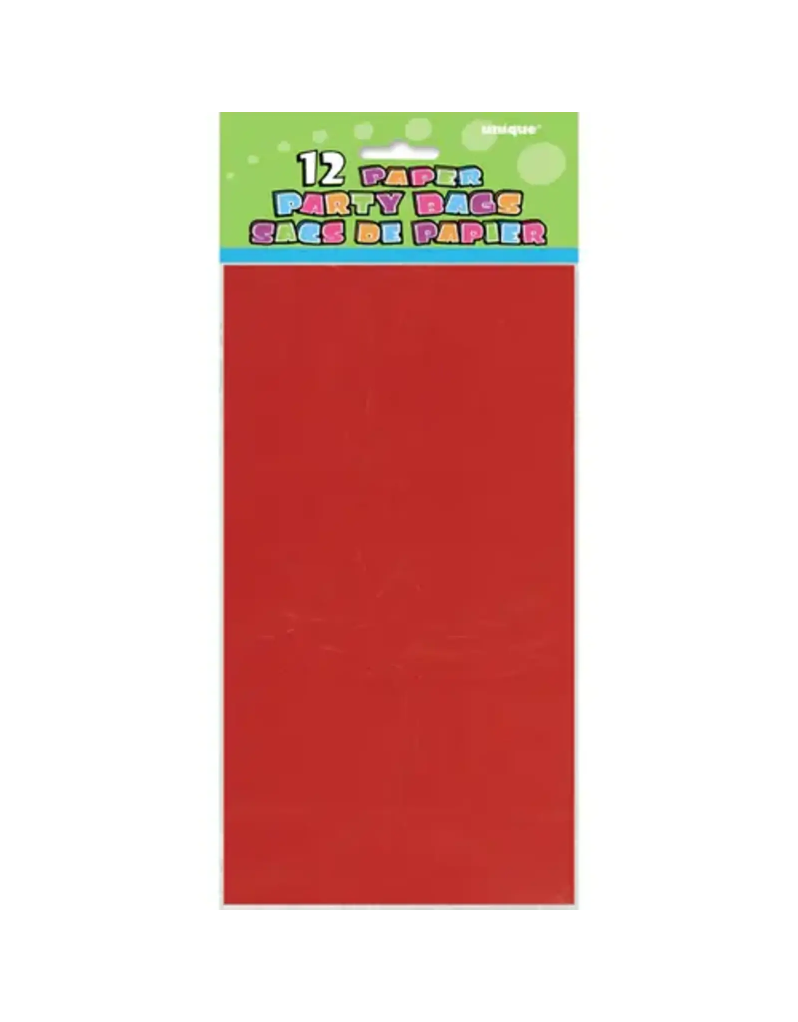 Unique PAPER BAGS -  RED 5"X10" - 12 PACK