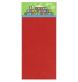 Unique PAPER BAGS -  RED 5"X10" - 12 PACK