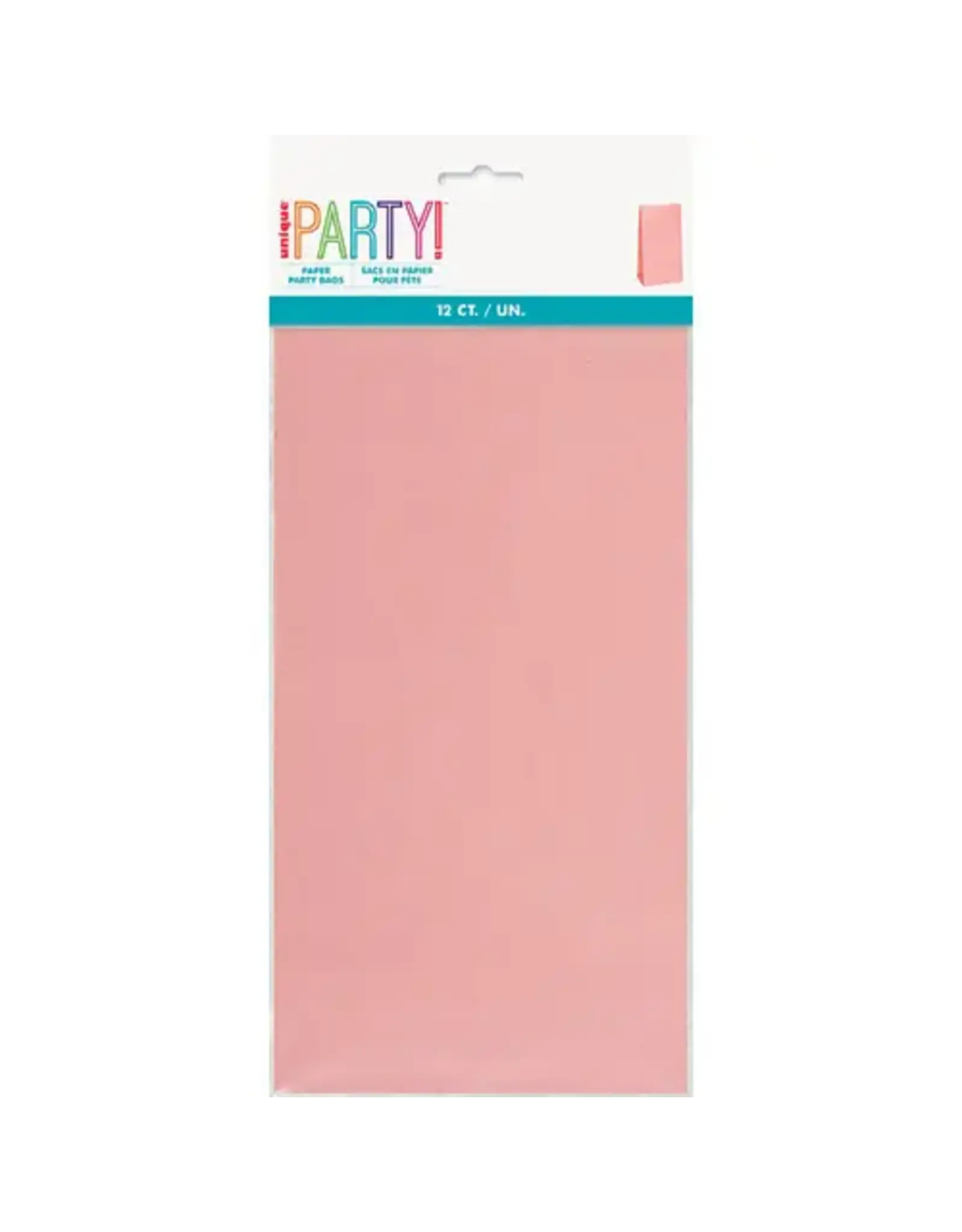 Unique PAPER BAGS -  PINK 5"X10" - 12 PACK