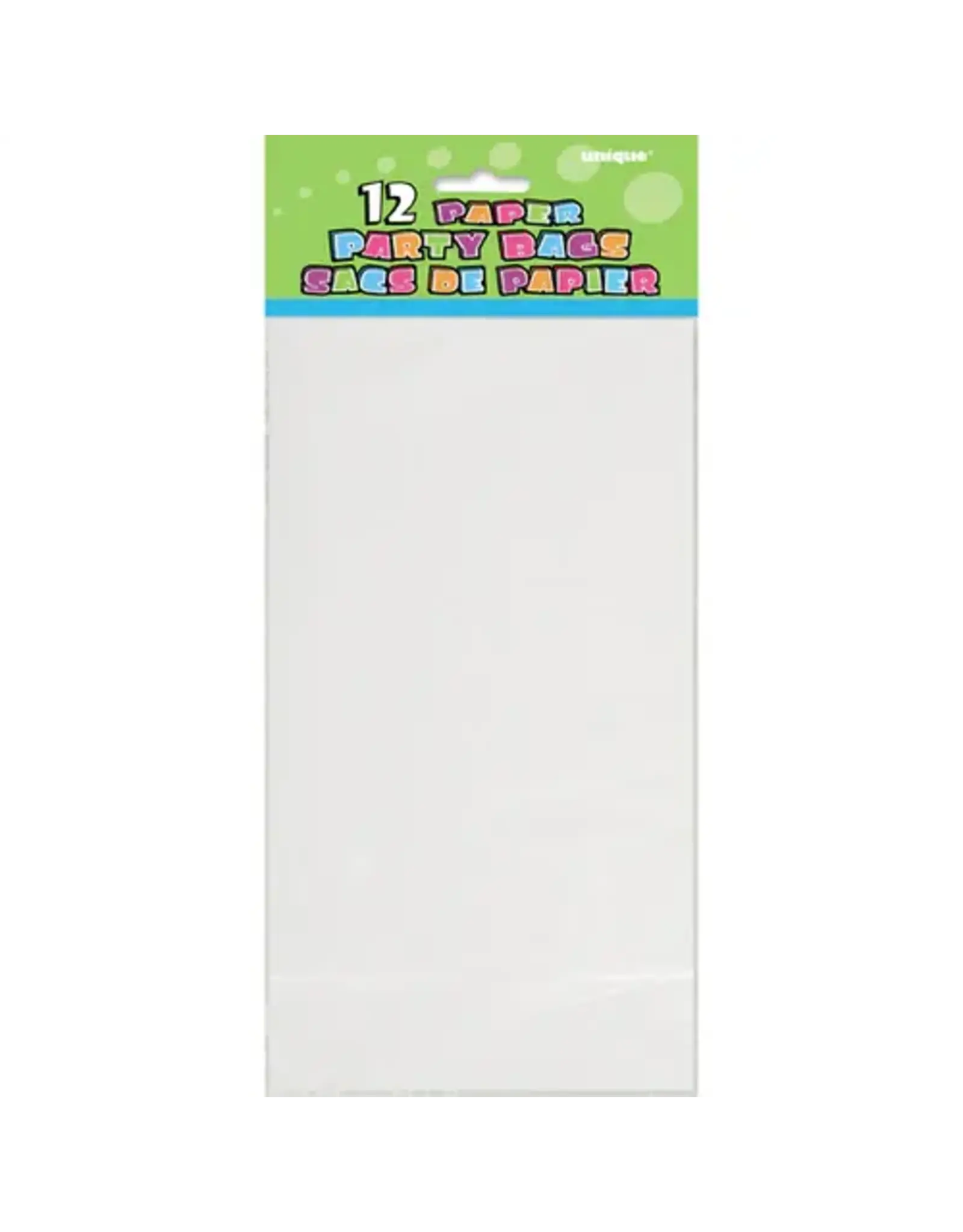 Unique PAPER BAGS -  WHITE 5"X10" - 12 PACK