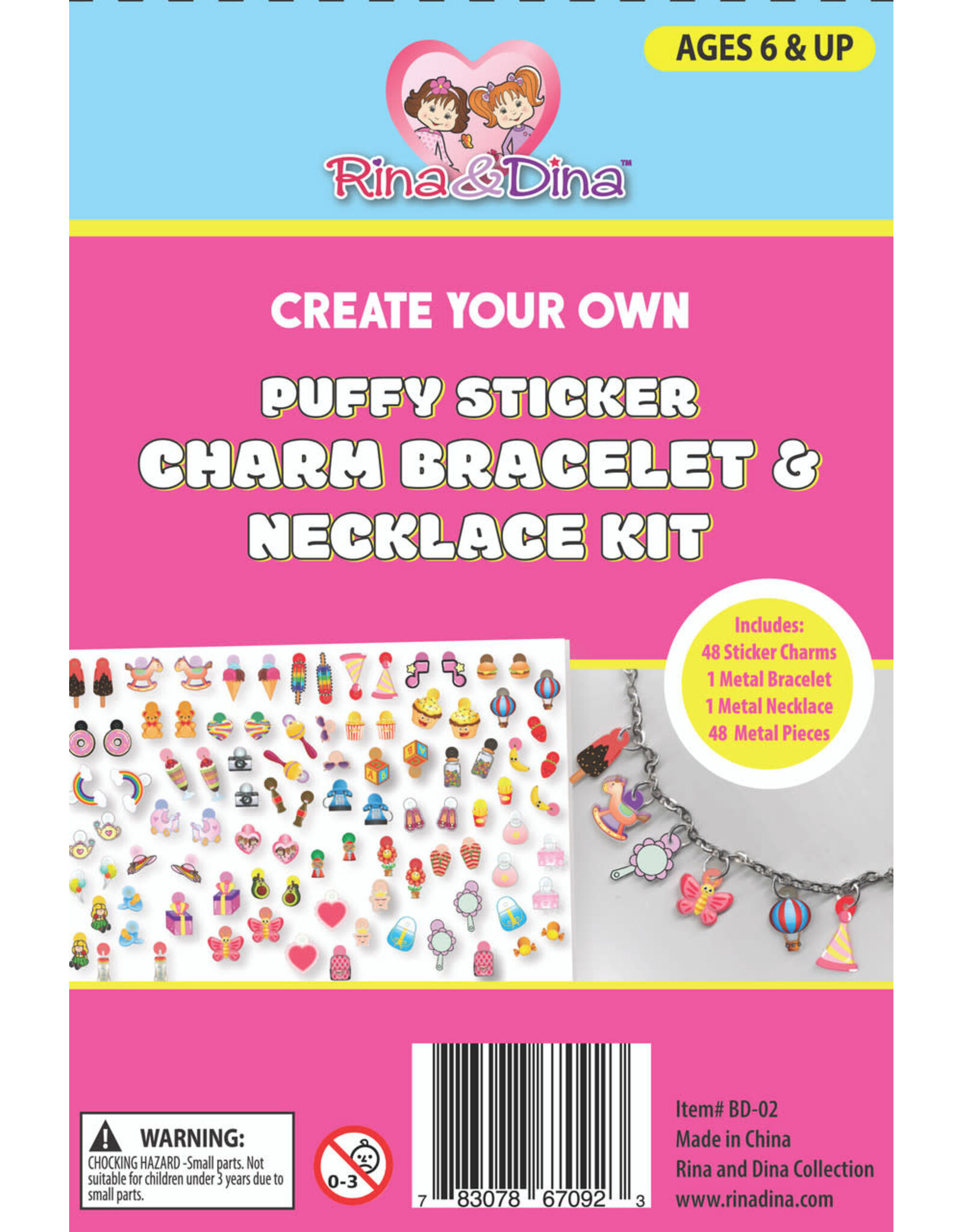 RINA & DINA PUFFY STICKER BRACELET AND NECKLACE KIT`