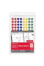 COLOR CODING STICKER:  ¼" ROUND ASSORTED COLORS - 768 PACK