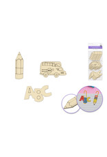 WOOD CUT OUTS SCHOOL SUPPLIES- ASSORTED STYLES 15 PACK