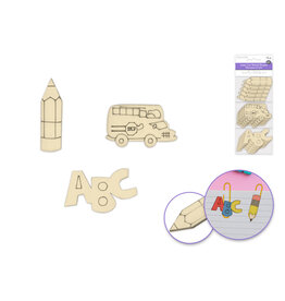 WOOD CUT OUTS SCHOOL SUPPLIES- ASSORTED STYLES 15 PACK