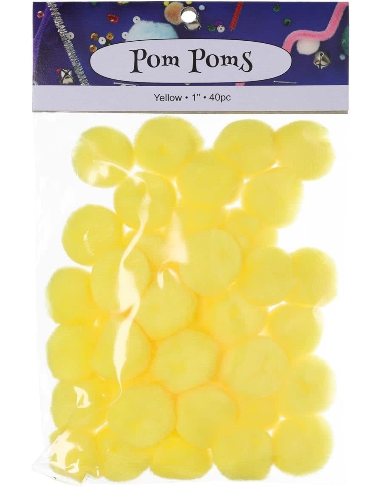 POM POMS: 1" YELLOW - 40 PACK