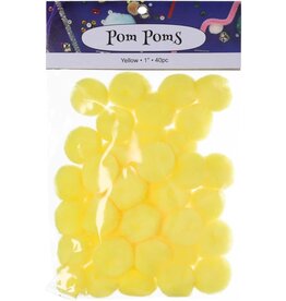 POM POMS: 1" YELLOW - 40 PACK