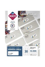 MACO WHITE LABEL 30 PER SHEET 100 sheets