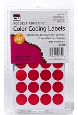COLOR CODING STICKER   ¾" ROUND RED - 1000 PACK