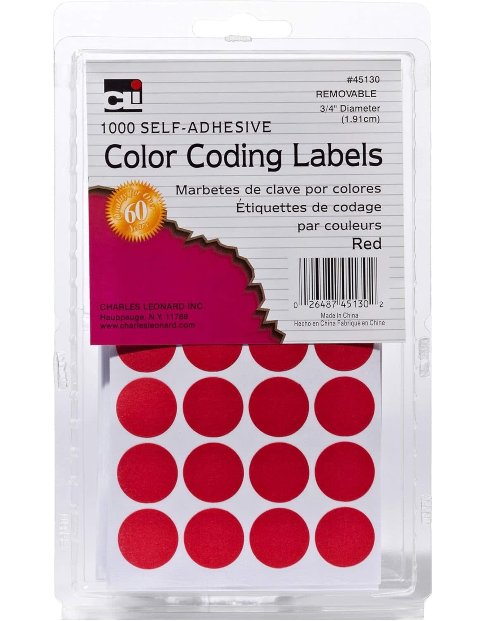 COLOR CODING STICKER   3/4" ROUND RED - 1000 PACK