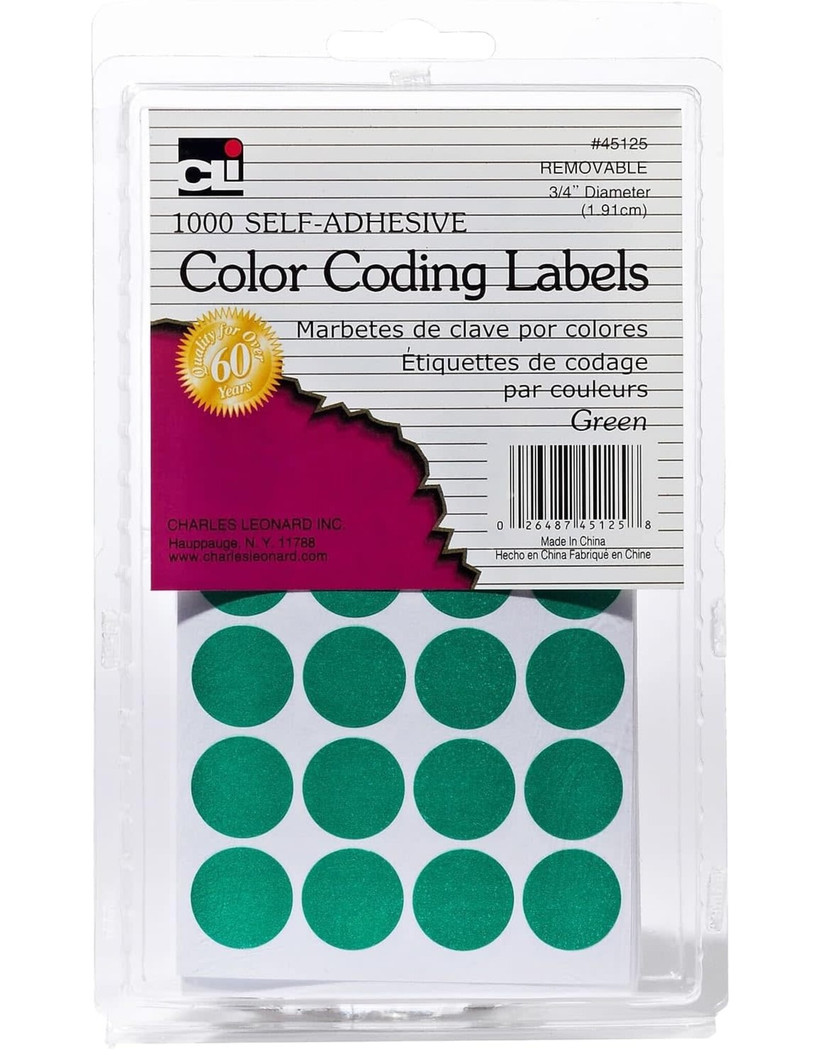 COLOR CODING STICKER   ¾" ROUND GREEN - 1000 PACK