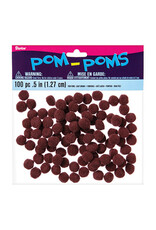 POM POMS: ½" BROWN - 100 PACK