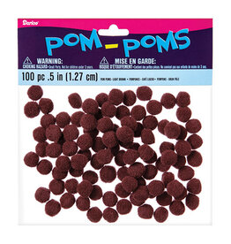 POM POMS: ½" BROWN - 100 PACK