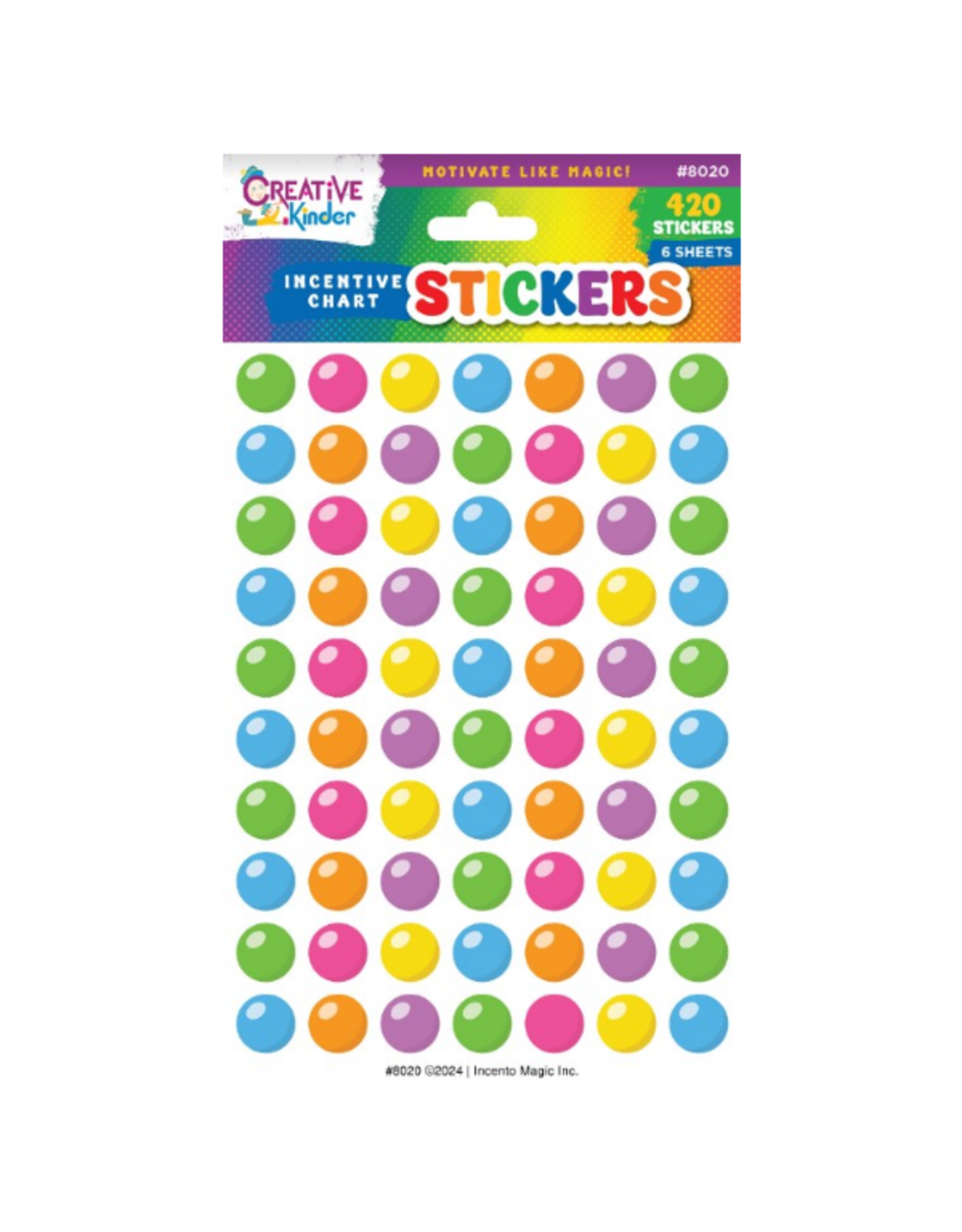 incento magic INCENTIVE CHART STICKERS: GUM BALLS - 6 SHEETS