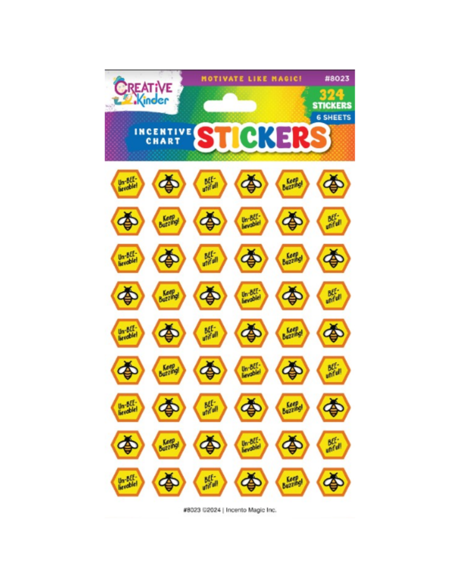incento magic INCENTIVE CHART STICKERS: HONEY COMB BEE  - 6 SHEETS