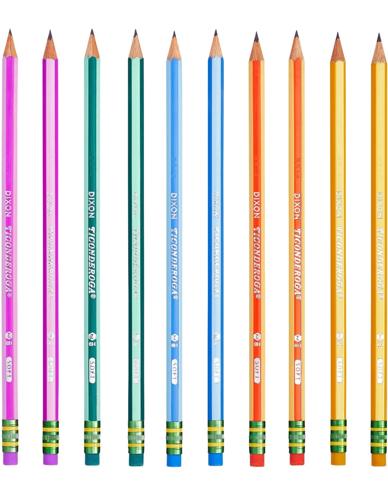 TICONDEROGA #2 PENCIL ASSORTED COLOR BARRELS PRE SHARPENED - 10 PACK