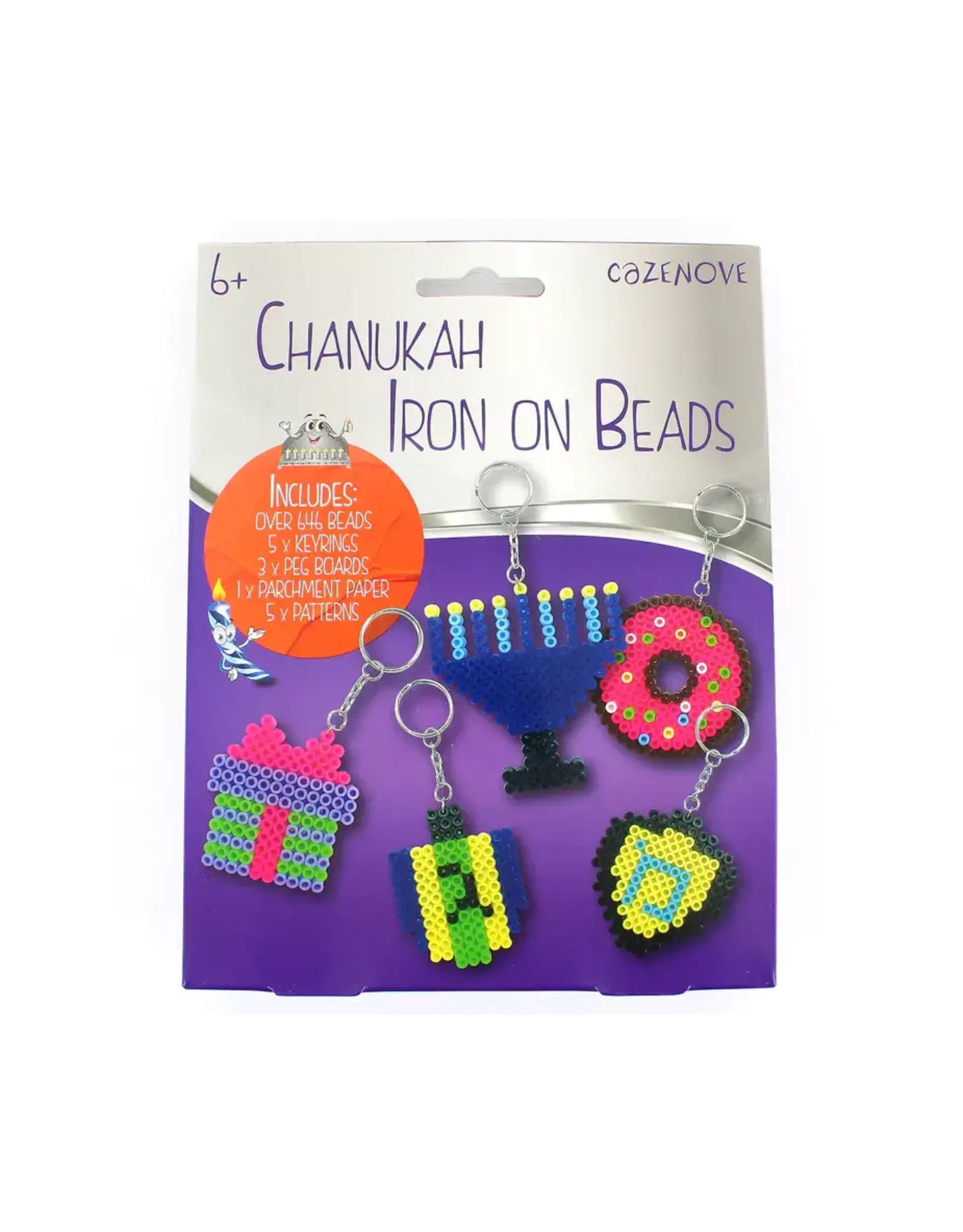 CHANUKAH IRON ON BEADS KEYCHAIN - 5 PACK