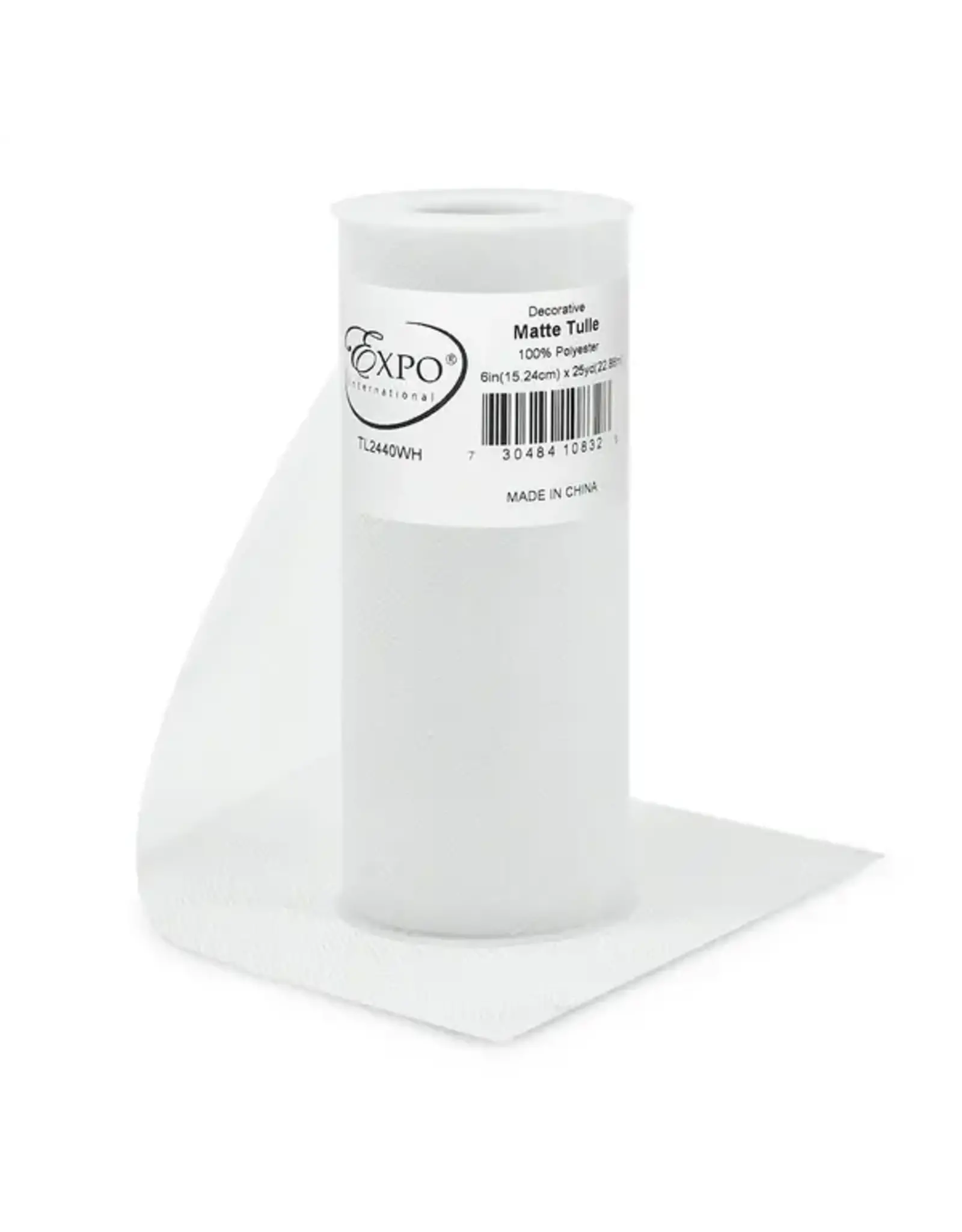 TULLE: 6" X 25 YARDS  - WHITE