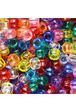 PONY BEAD: TRANSLUCENT ASSORTED COLORS  6mmX9mm 900 PACK