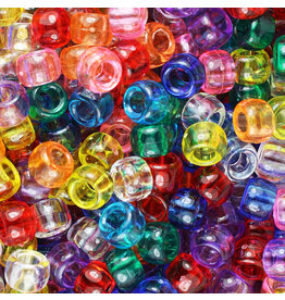 PONY BEAD: TRANSLUCENT ASSORTED COLORS  6mmX9mm 900 PACK