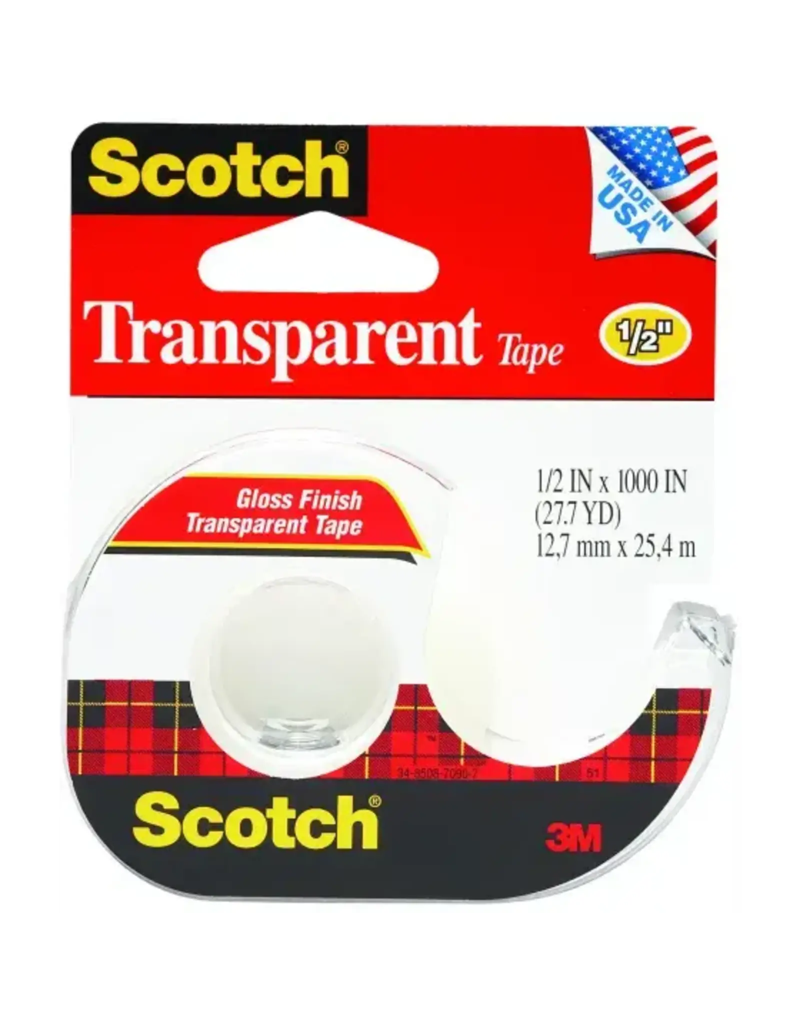 3m Scotch Transparent Tape 1/2”x1000”