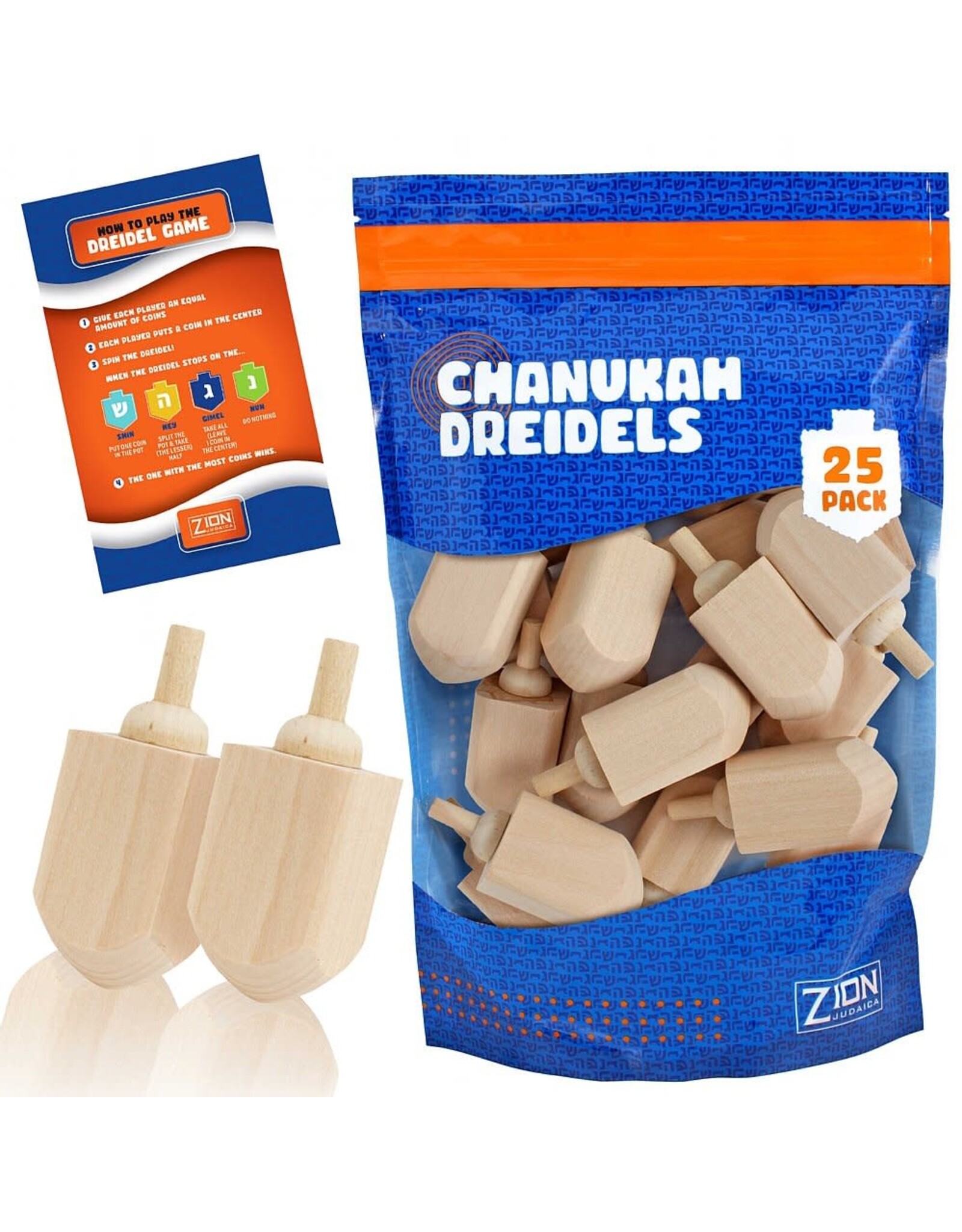 LARGE WOOD BLANK DREIDEL 3" - 25 PACK