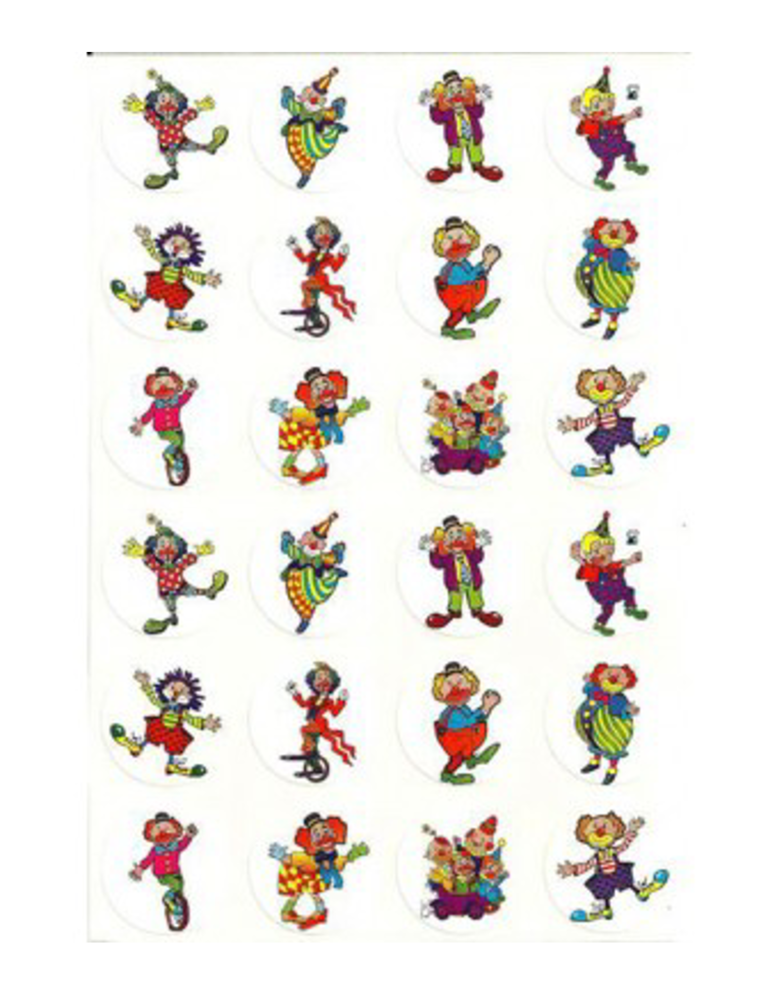 STICKER CLOWNS 1" 10 SHEETS