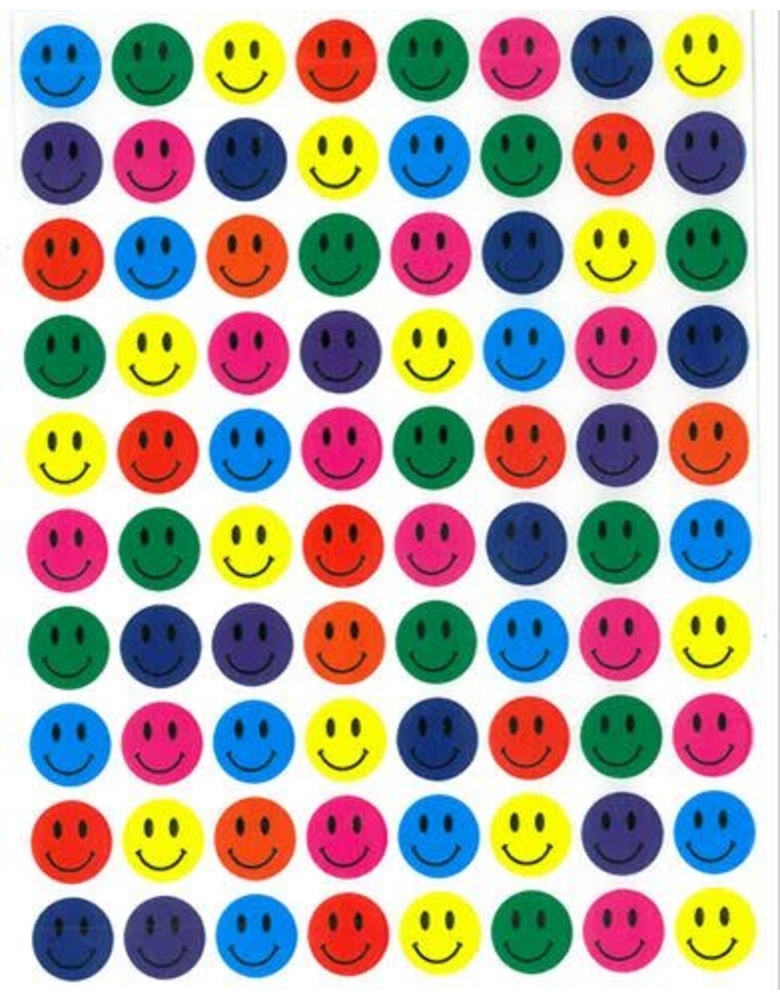 STICKERS ASSORTED COLOR SMILES  13mm 8 across 10 SHEETS
