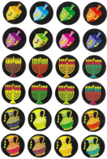 STICKERS: CHANUKAH  DREIDEL PITCHER BLACK BACK GROUND 10 SHEETS