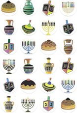 STICKERS: FOIL DOT CHANUKAH SYMBOLS 1" 10 SHEET