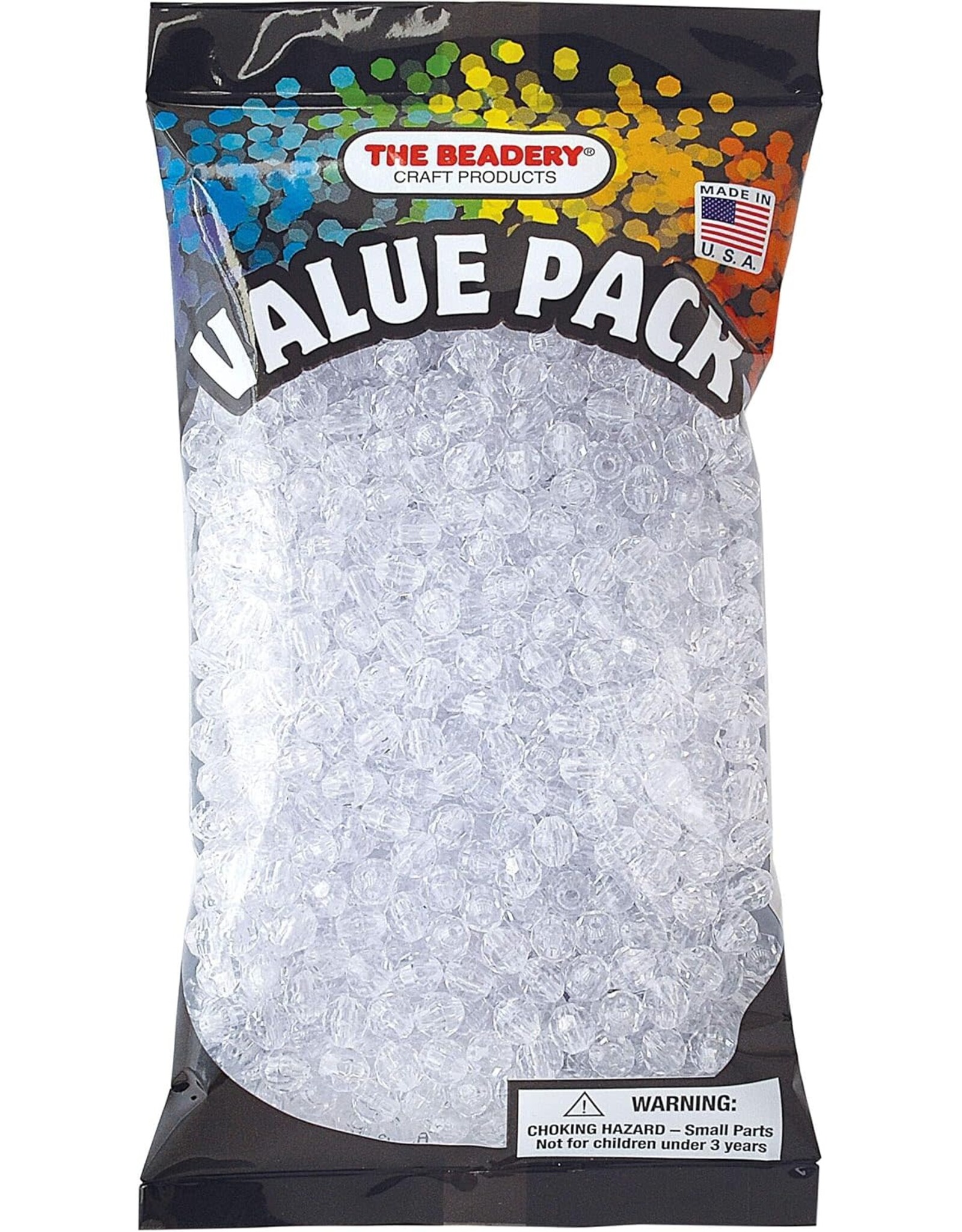 Beadery FACETED BEADS: 8MM CLEAR 900 PACK