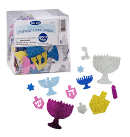 ASSORTED CHANUKAH FOAM GLITTER SHAPES SELF ADHESIVE - 500 PACK