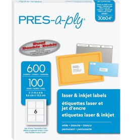 MAILING LABELS - 6 PER SHEET - WHITE 100 SHEETS
