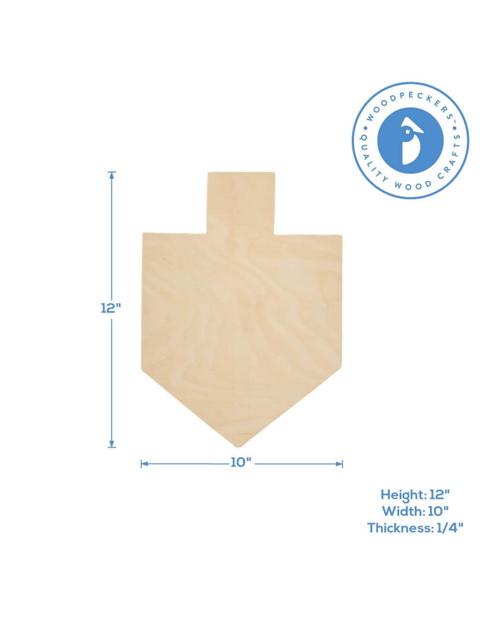 WOOD SHAPE: LARGE FLAT DREIDEL 12"x1/4"