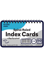 SPIRAL RULED INDEX CARDS 3" X 5" WHITE - 50 PACK