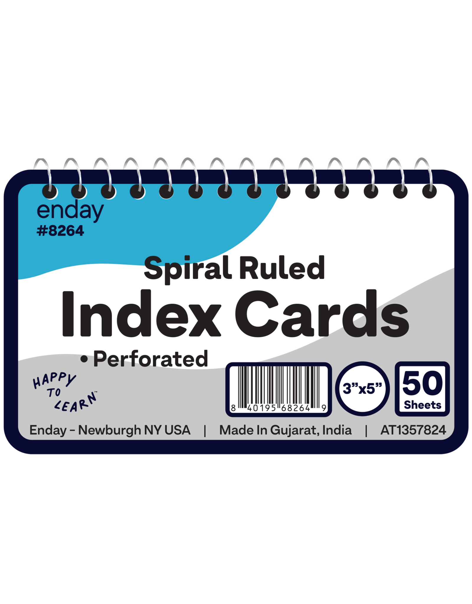 SPIRAL RULED INDEX CARDS 3" X 5" WHITE - 50 PACK