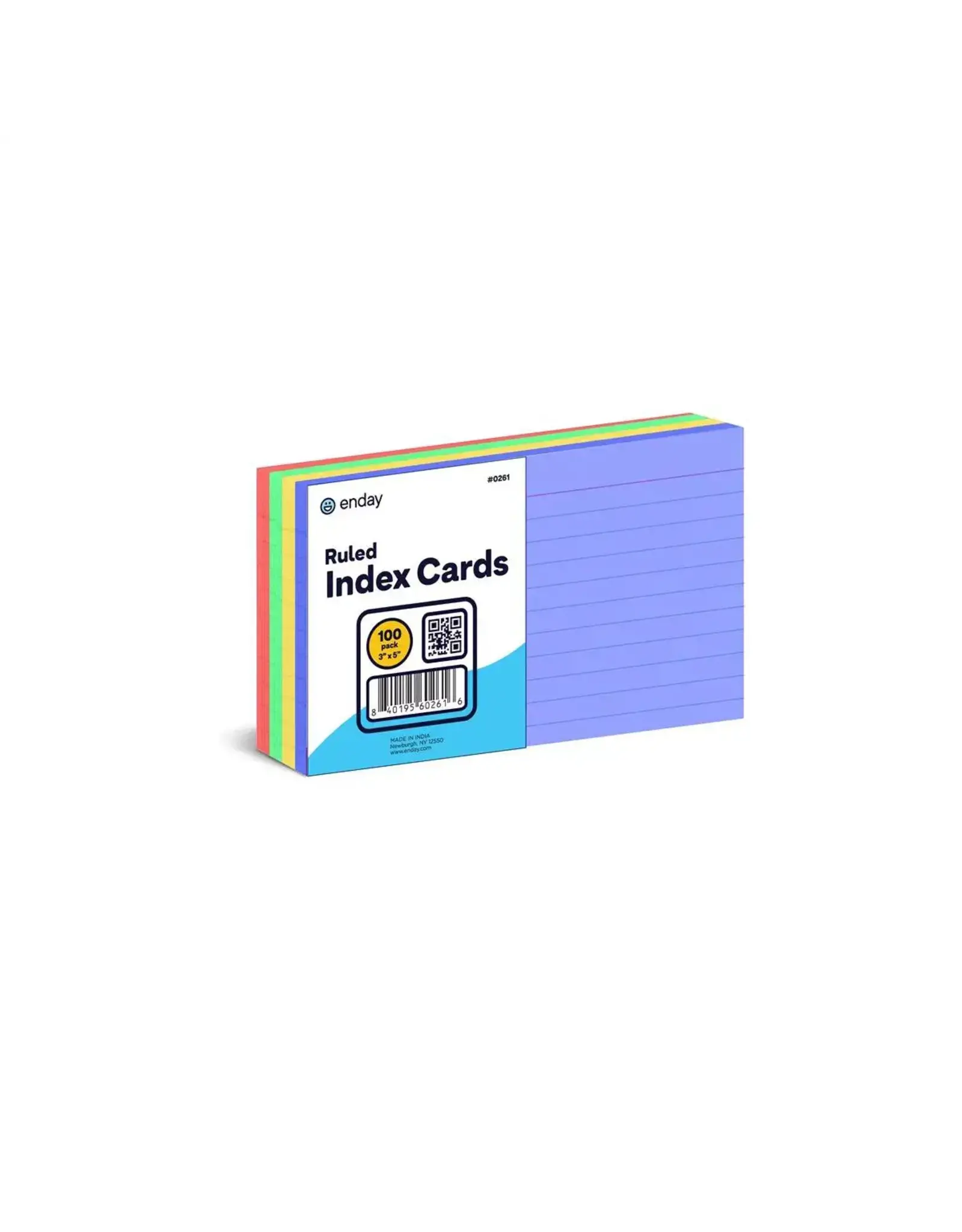 INDEX CARDS :  ASSORTED COLORS RULED  3"x5" - 100 PACK