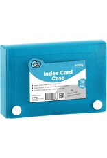 INDEX CARD CASE WITH 5 TAB DIVIDERS -  HOLDS 100 3"x5" CARDS - BLUE