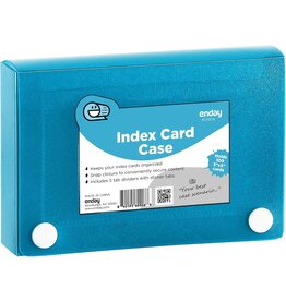 INDEX CARD CASE WITH 5 TAB DIVIDERS -  HOLDS 100 3"x5" CARDS - BLUE