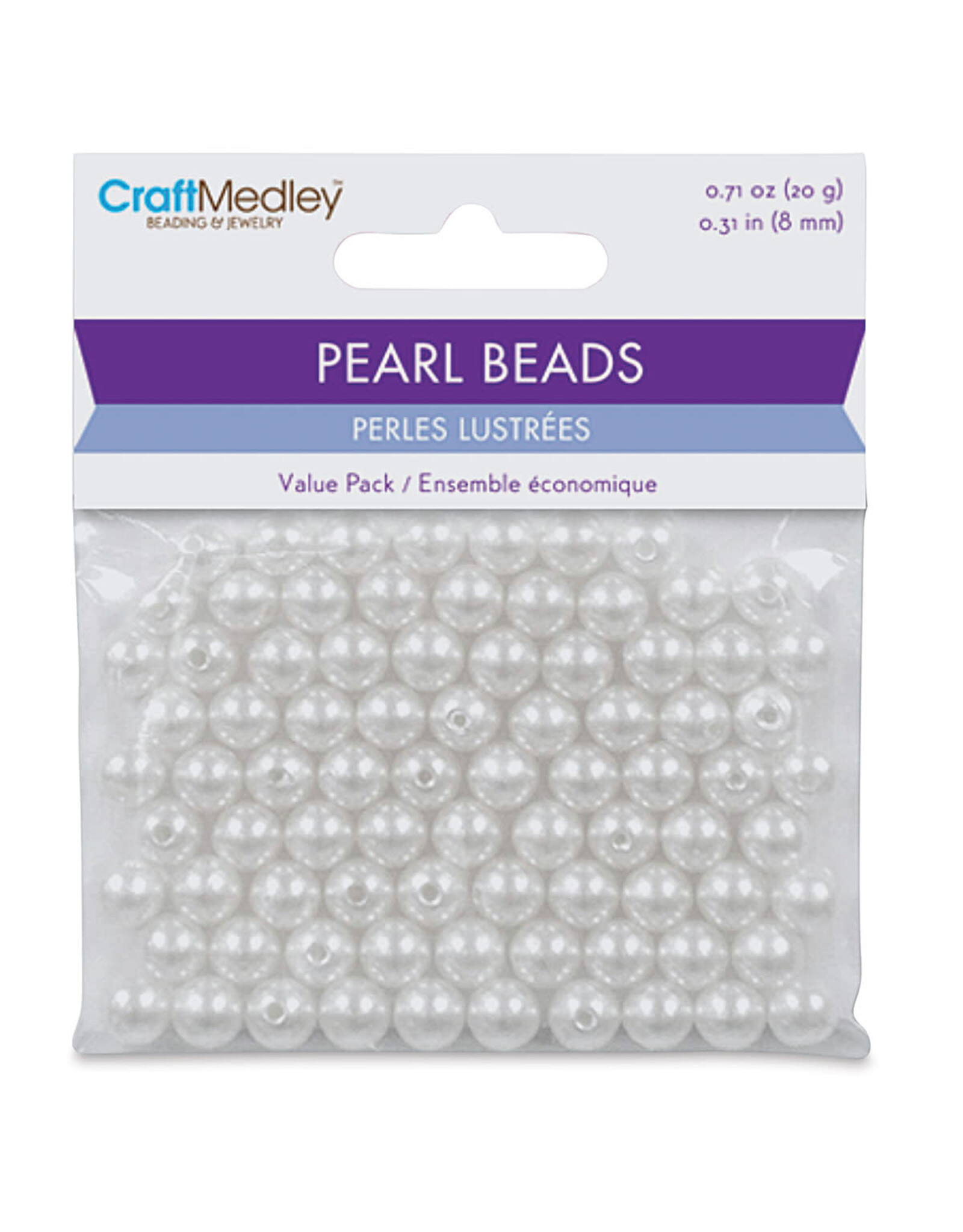PEARL BEADS: 8MM WHITE 80 PACK