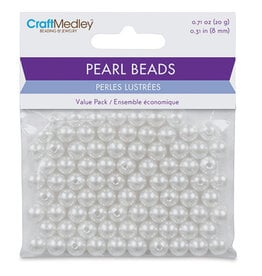 PEARL BEADS: 8MM WHITE 200 PACK